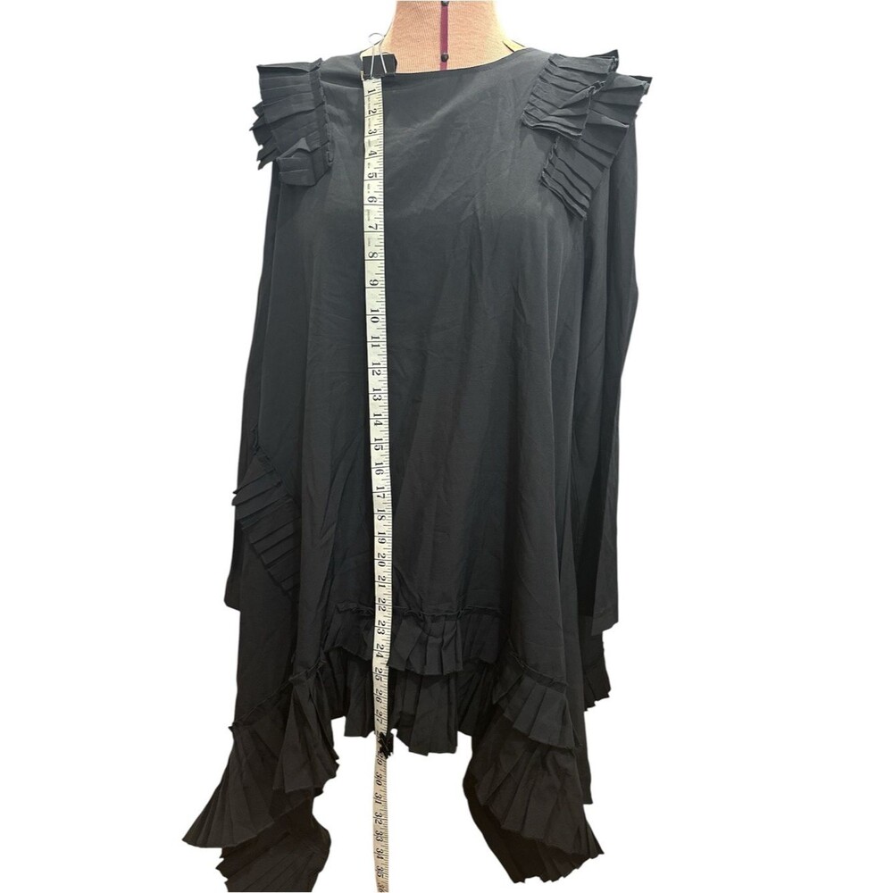 Madonna & Co Black Pleated-Trim Long Sleeve Women's Dress Sz L - Picture 3 of 8